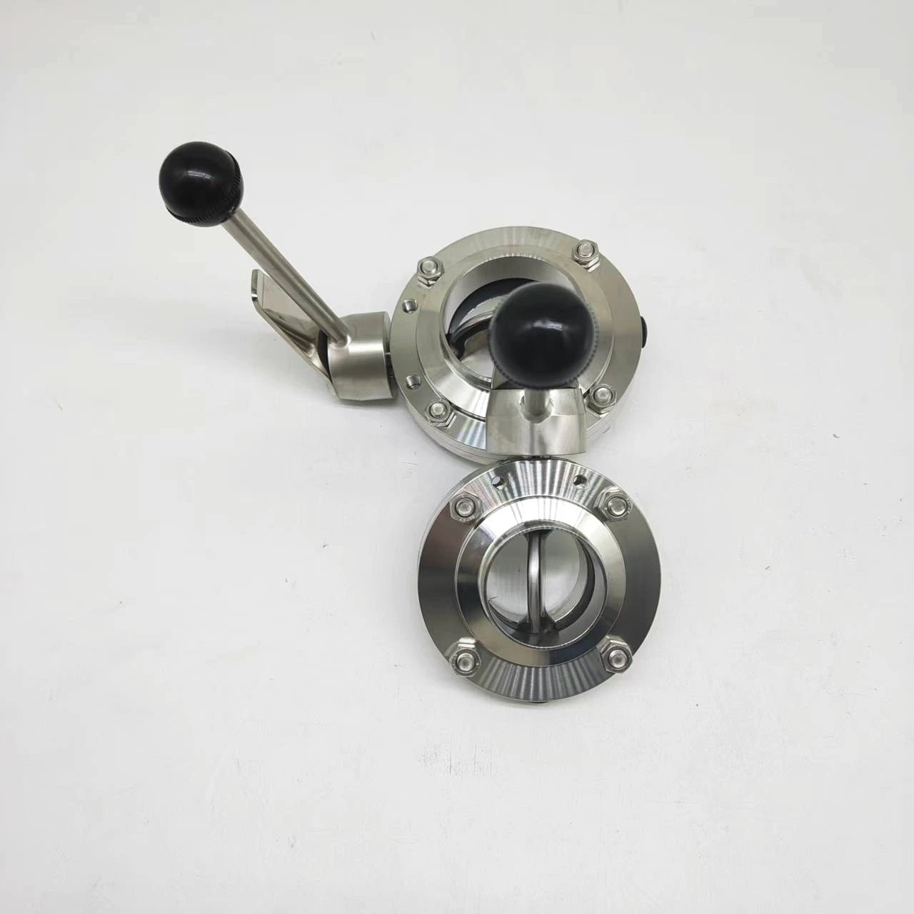Sanitary Welded butterfly valve with stainless steel handle